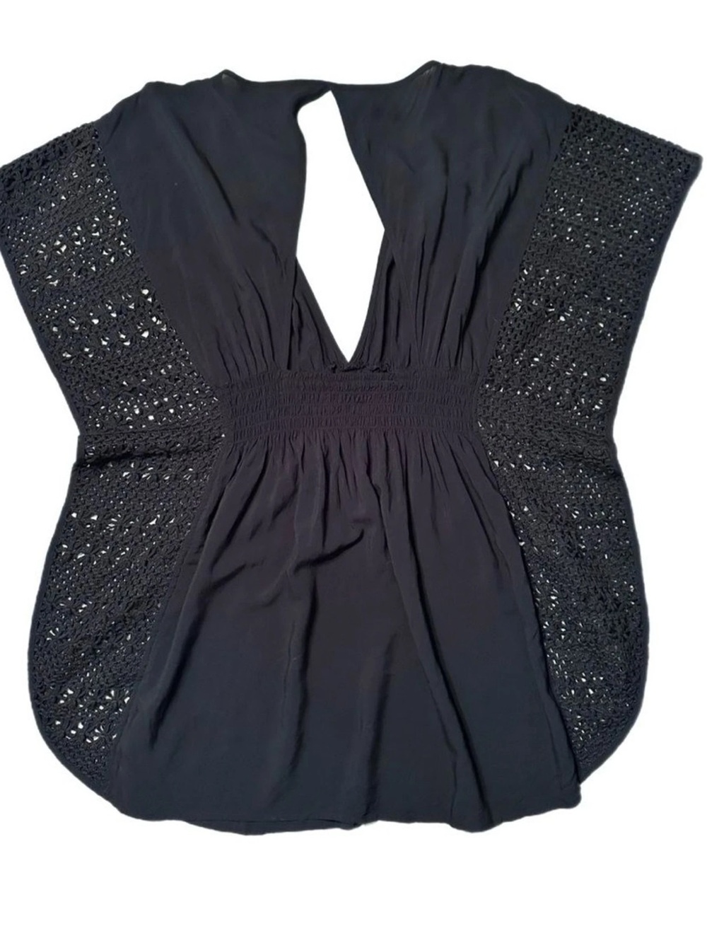 Victoria's Secret Black Crochet-Sleeve V-Back Swim Coverup Tunic - Picture 3 of 12
